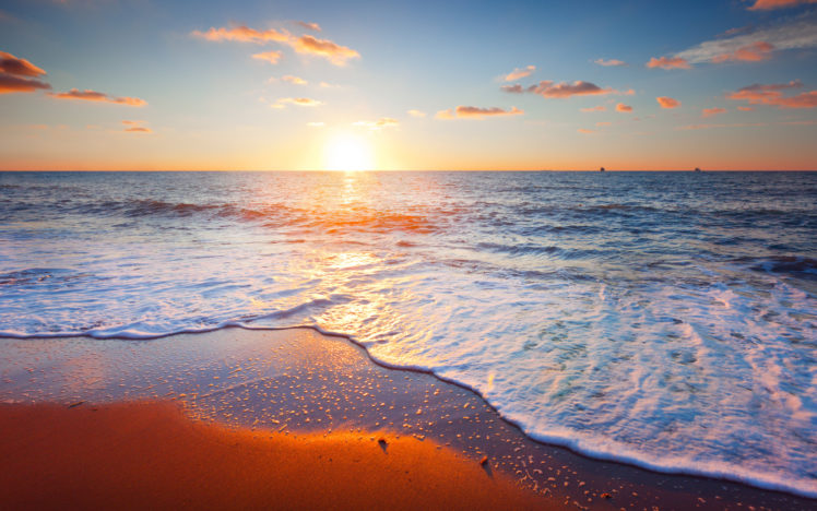 Beach Sand Clouds Landscape Sea Sky Beautiful Sunset Scene Wallpapers Hd Desktop And Mobile Backgrounds