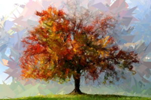 painting, Tree, Art, Abstract, Fotosketcher, Shattered, Autumn