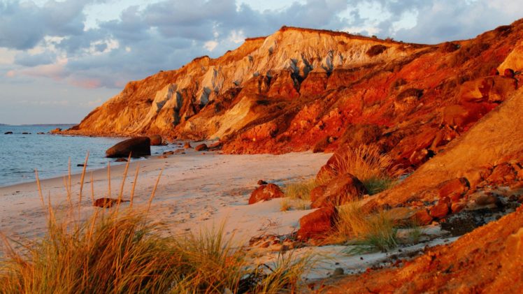 nature, Head, Cliffs, Vineyard, Massachusetts, Beaches HD Wallpaper Desktop Background