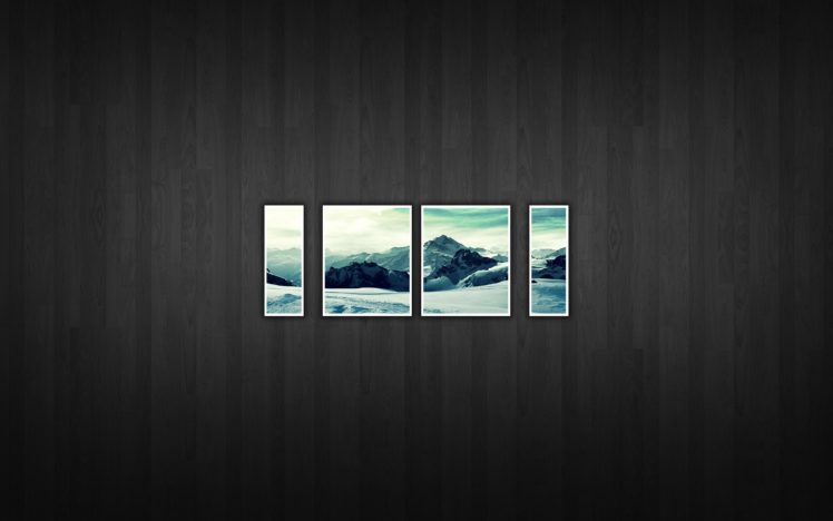 mountains, Landscapes, Frames, Snow, Landscapes, Wooden, Floor, Clean HD Wallpaper Desktop Background