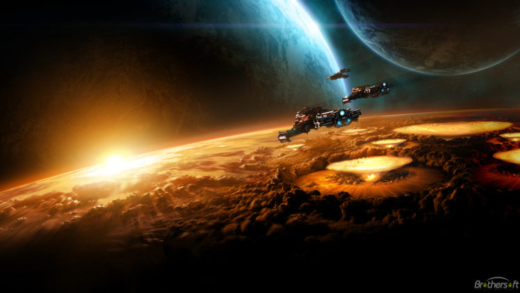 sun, Outer, Space, Planets, Spaceships, Vehicles, Starcraft, Ii HD Wallpaper Desktop Background