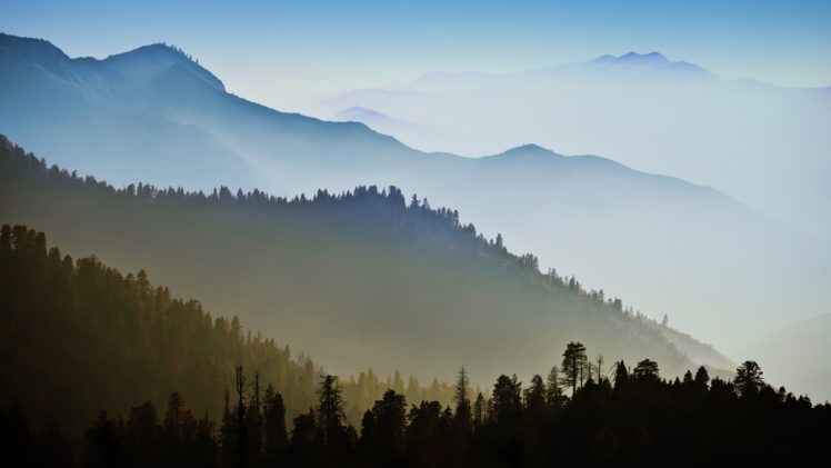 nature, Mountain, Range, Fog, Sunrise, Landscape, Tree, Mac, Ox, Ultrahd, 4k, Wallpaper, Background HD Wallpaper Desktop Background