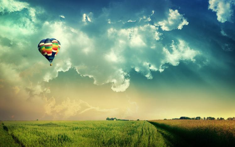 clouds, Landscapes, Nature, Fields, Hot, Air, Balloons, Skyscapes HD Wallpaper Desktop Background