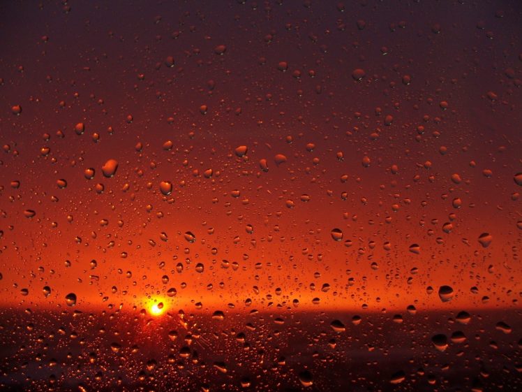 sunset, Rain, Glass, Raindrops, Ray, Schaia HD Wallpaper Desktop Background