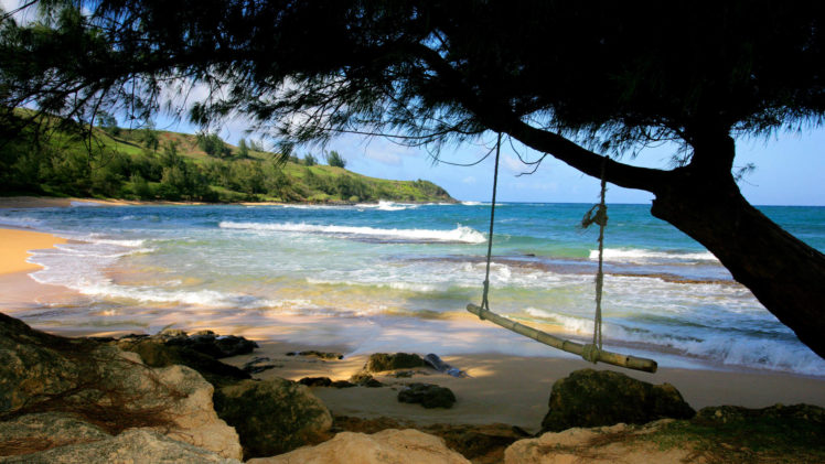 ocean, Landscapes, Swings, Beaches HD Wallpaper Desktop Background