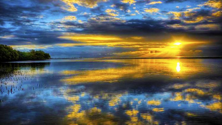 sunset, Clouds, Landscapes, Nature, Horizon, Sea, Shorelines, Sea, Sunbeams, Beaches HD Wallpaper Desktop Background