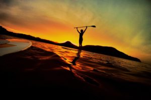 sunset, Ocean, Waves, Paddleboarding, Board, Stand, Up, Paddleboarding