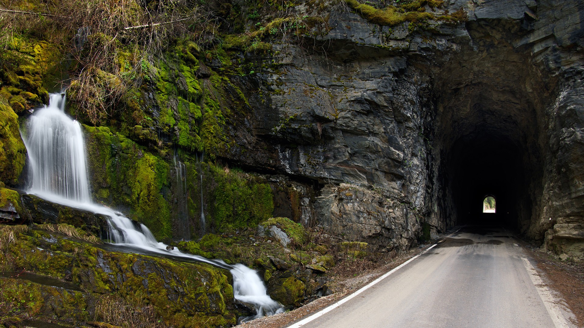tunnels, Idaho, South, Roads, Waterfalls, Photo, Manipulation Wallpaper