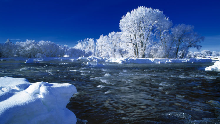nature, Winter, Trees, Snow, Seasonal, Rivers, Frost, Landscape HD Wallpaper Desktop Background