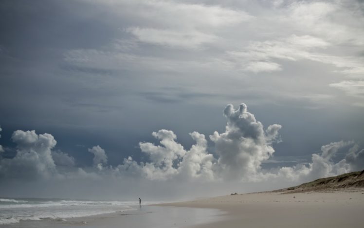 water, Clouds, Nature, Coast, Beach, Sand, Seas, People, Blue, Skies HD Wallpaper Desktop Background