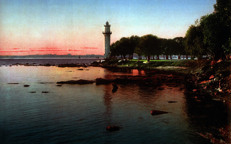 sunset, Beach, Seas, Lighthouses HD Wallpaper Desktop Background
