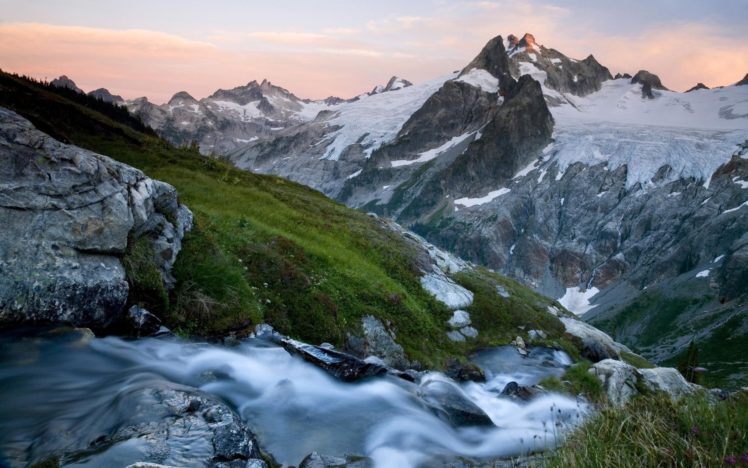 landscapes, Nature, Mountains, Snow, Rivers, Streams, Scenic, Sunsets, Sunrises HD Wallpaper Desktop Background