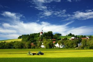 landscapes, Nature, Fields, Tractors, Villages, Countryside, Land