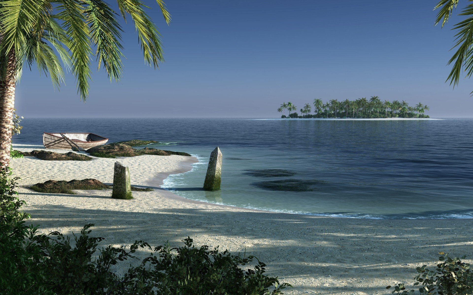islands, Palm, Trees, Beaches Wallpaper