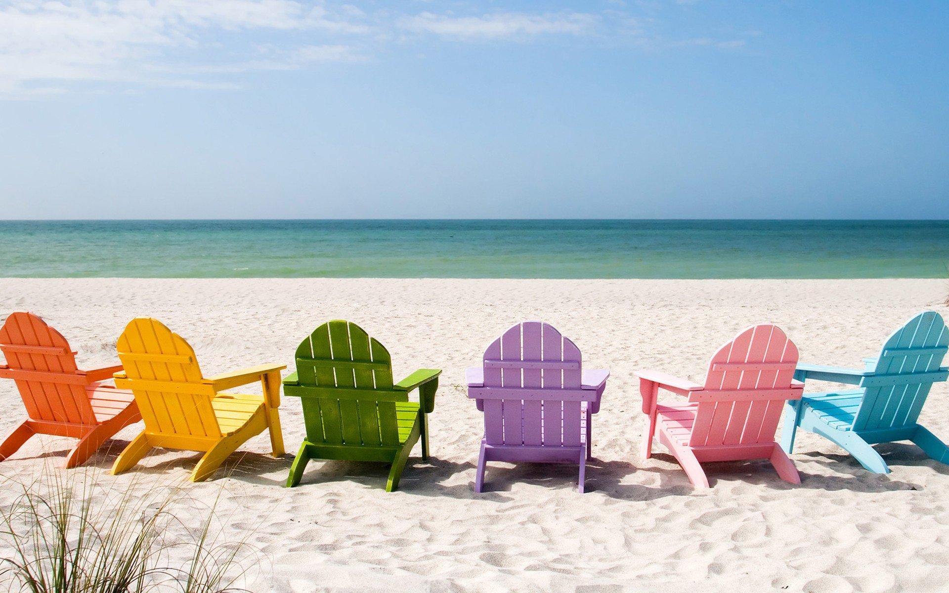 ocean, Chairs, Beaches Wallpaper