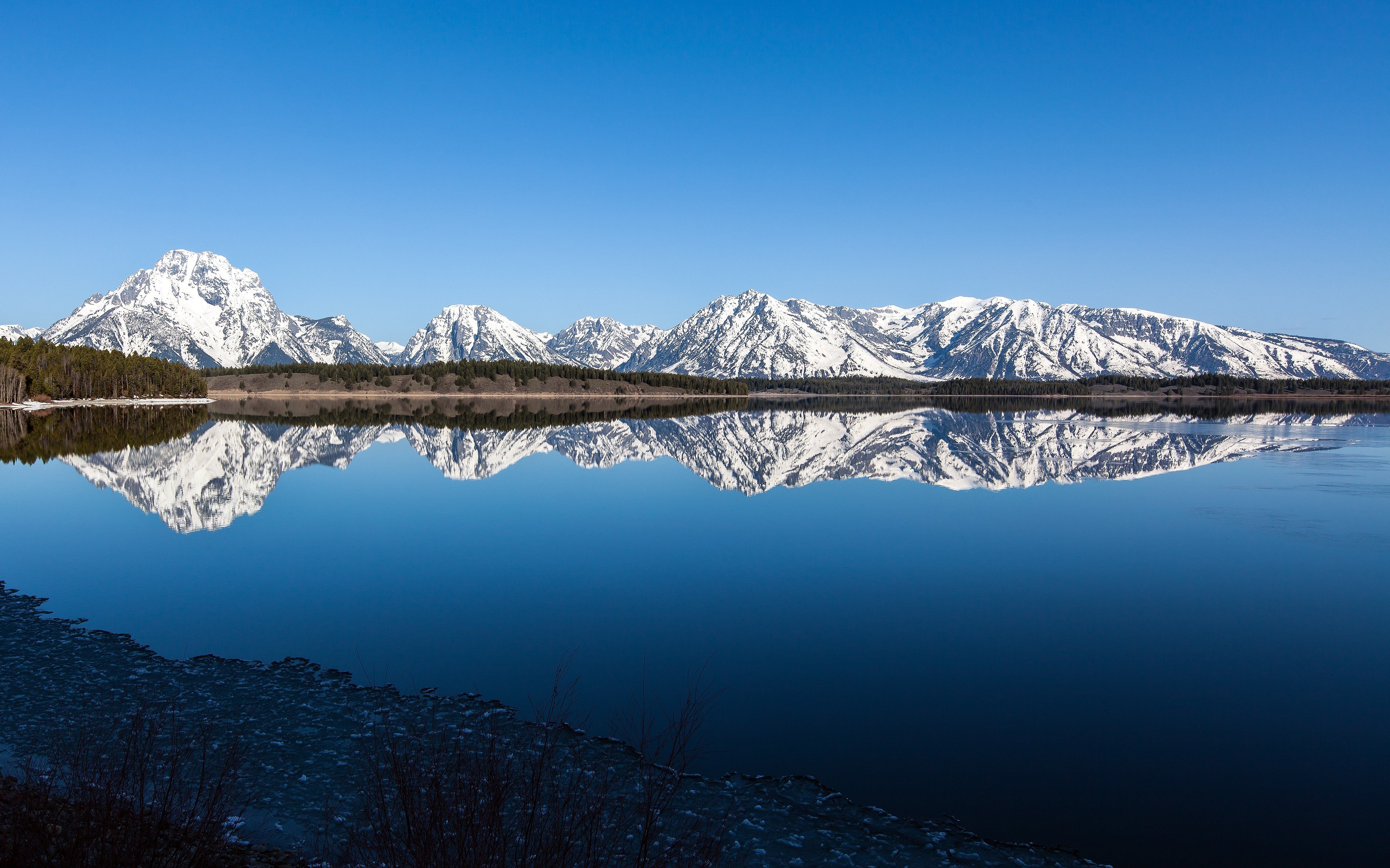 mountains, Landscapes, Nature, Snow, Usa, Calm, Wyoming, Lakes, Reflections Wallpaper