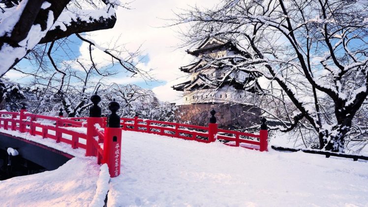 japan, Ice, Landscapes, Nature, Winter, Snow, Trees, Bridges HD Wallpaper Desktop Background