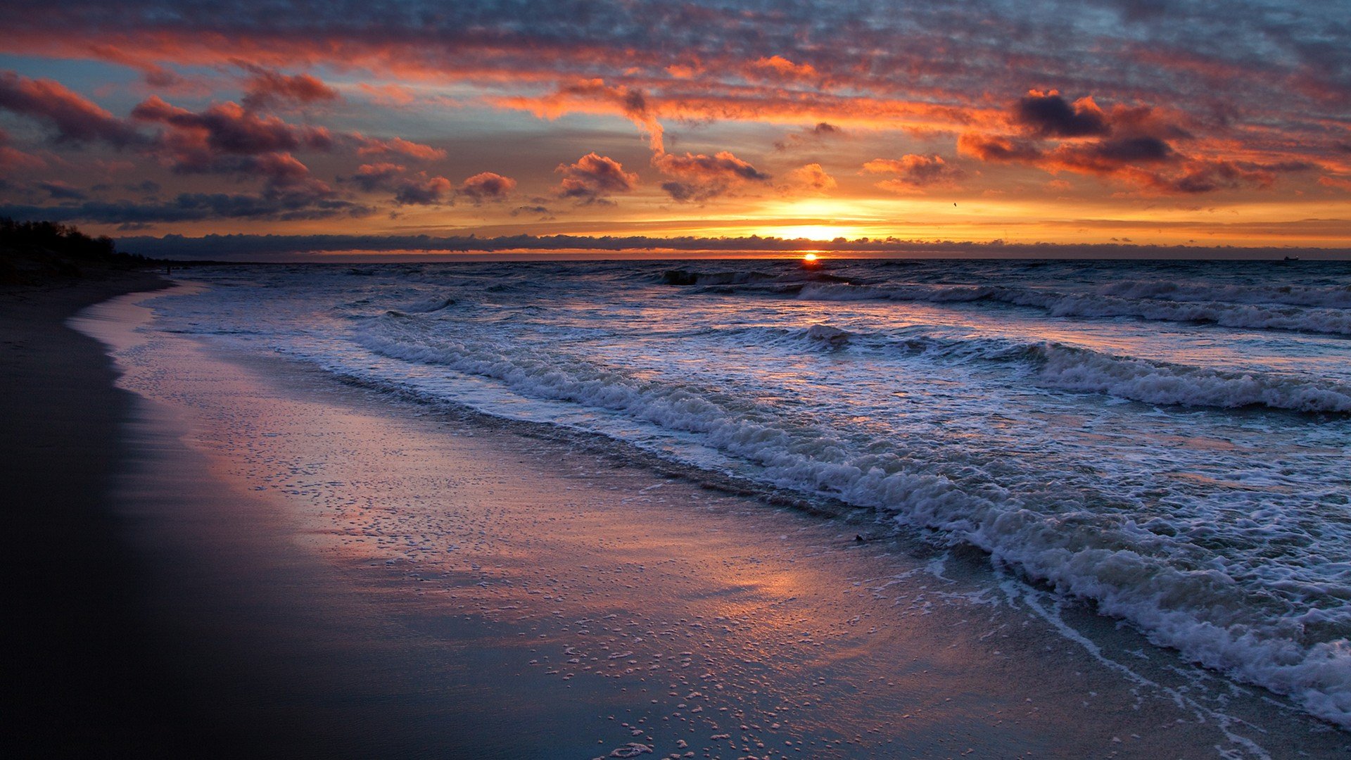 sunset, Sea, Beaches Wallpaper