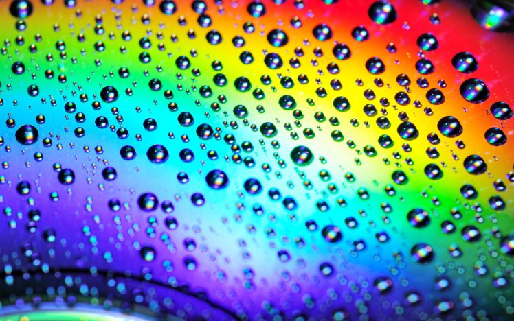 multicolor, Rainbows, Water, Drops, Disc, Reflections HD Wallpaper Desktop Background