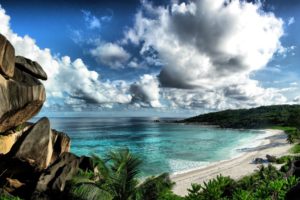 clouds, Landscapes, Nature, Seychelles, Beaches