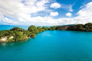 green, Water, Blue, Clouds, Landscapes, Nature, White, Hills, Plants, Islands, National, Park, Turquoise, Dominican, Republic, Skies, Sea, Oceanscape