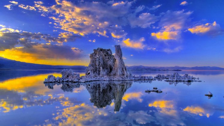 sunset, Clouds, Landscapes, Nature, California, Lakes, Reflections, Mono, Lake HD Wallpaper Desktop Background