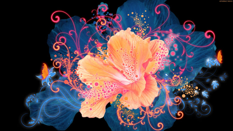 nature, Flowers, Art, Artistic, Colors, Petals, Abstract, Vector, Psychedelic, Bright, Contrast HD Wallpaper Desktop Background