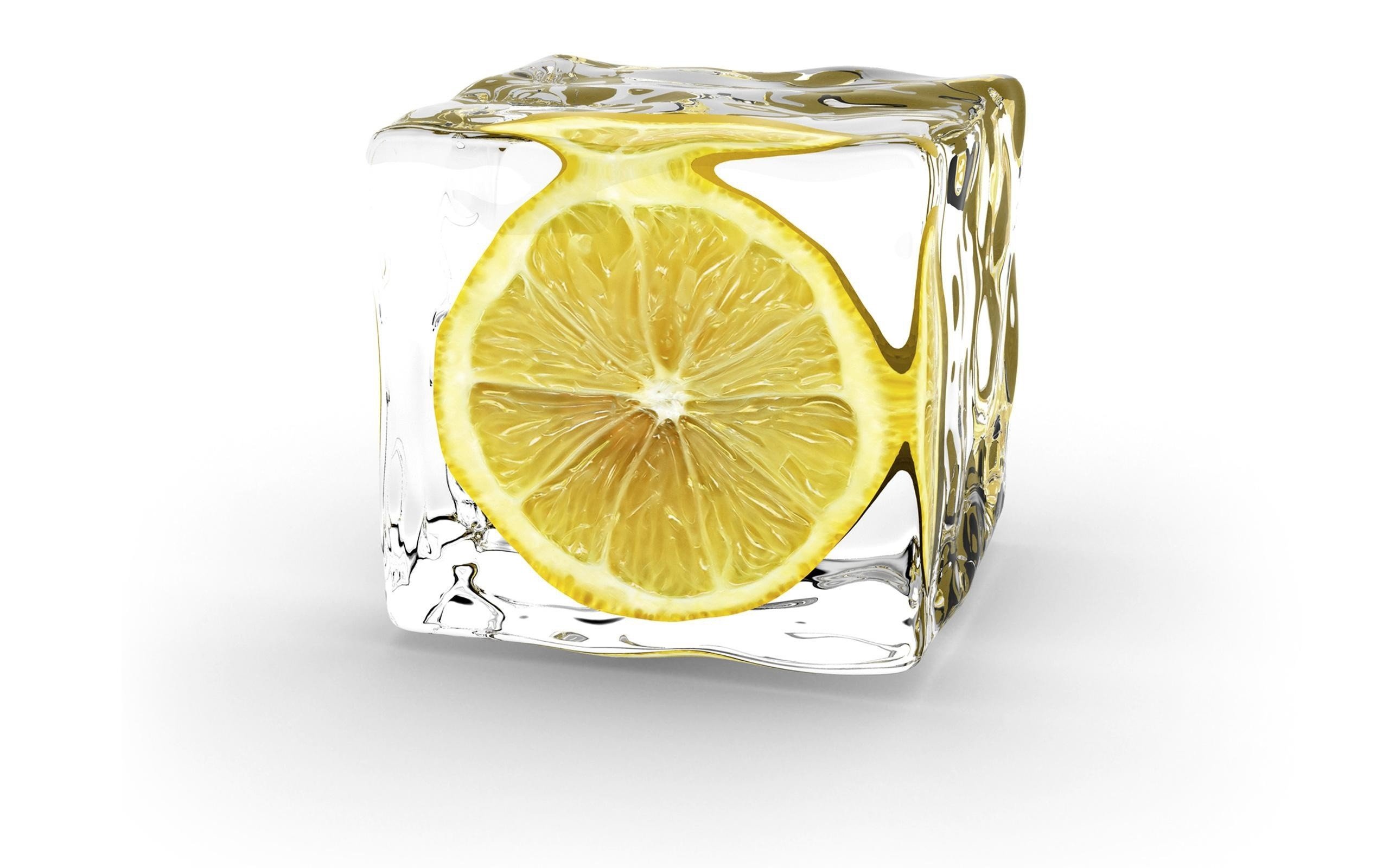 ice, Minimalistic, Digital, Art, Lemons, White, Background, Cube Wallpaper