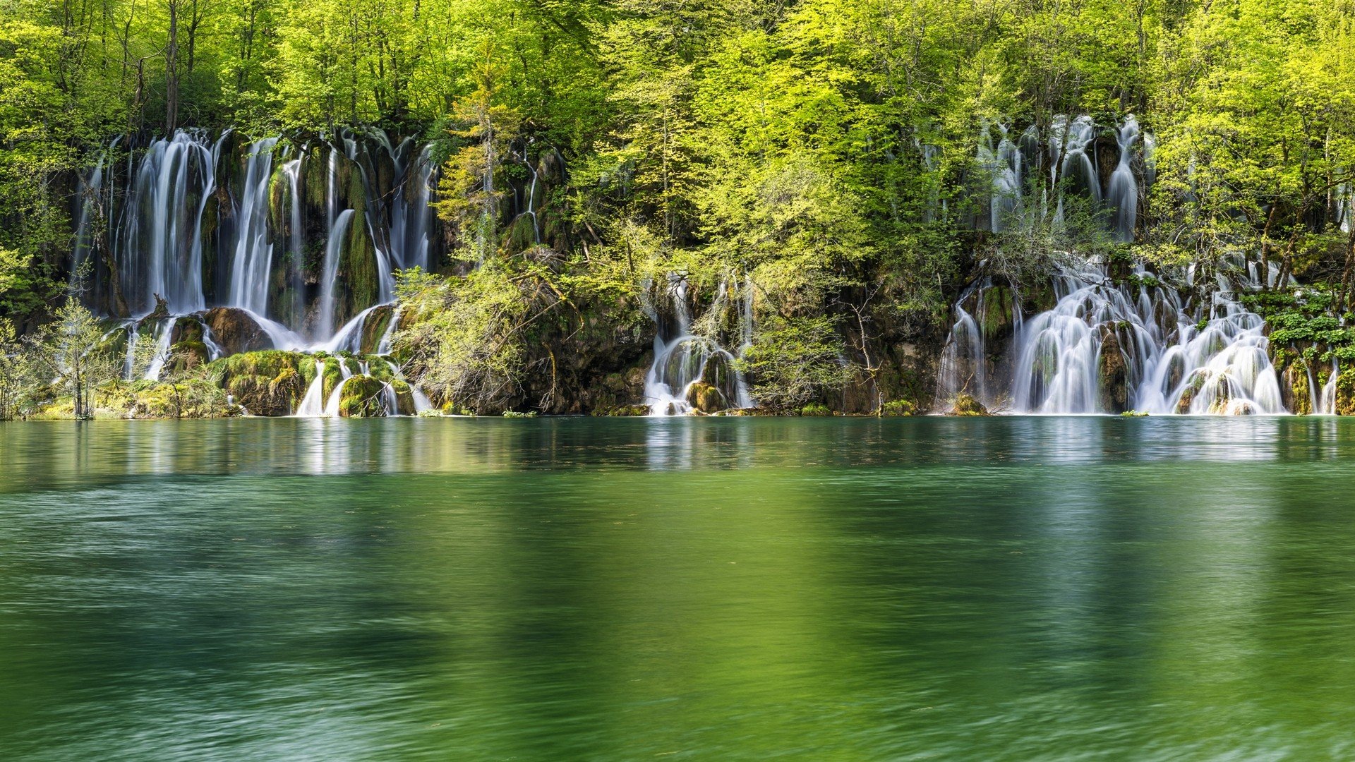 green, Water, Landscapes, Nature, Trees, White, Forests, Wonder, Lakes, Waterfalls, Rivers, Lagoon Wallpaper