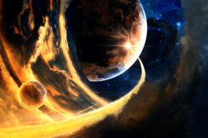 sci, Fi, Science, Fiction, Cg, Digital, Art, Paintings, Airbrushing, Comet, Asteroid, Planets, Fire, Flames, Stars, Space, Nebula, Apocalyptic, Apoc, Destruction, Devastation, Color, Bright