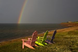nature, Landscapes, Nature, Beaches, Ocean, Sea, Lakes, Water, Storm, Rain, Rainbow, Color, Chairs, Bokekscenic, View, Grass, Scenic