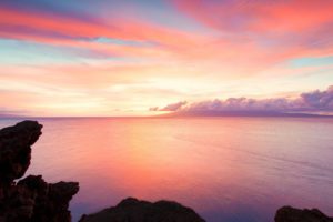 sunset, Landscapes, Nature, Coast, Rocks, Hawaii, Usa, Calm, Sea