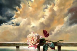 mood, Flowers, Sky, Clouds, Bokeh, Art, Paintings, Love, Romance