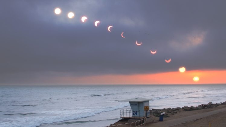 landscapes, Sun, Moon, Eclipse, Beaches HD Wallpaper Desktop Background