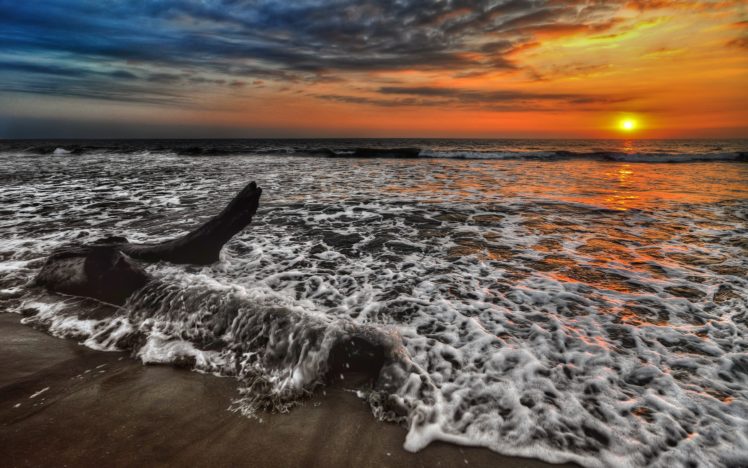 sunset, Waterscapes, Sea, Beaches HD Wallpaper Desktop Background