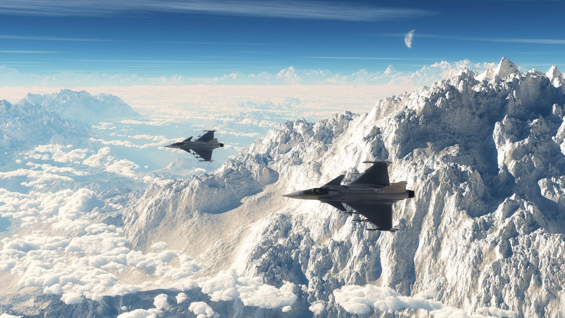 mountains, Aircraft, Moon, Rafale, Dassault, Rafale, Resimler Wallpapers HD  / Desktop and Mobile Backgrounds