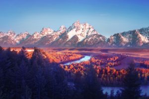 sunsets, Mountains, Landscapes, Nature, Trees, Autumn, Forest, Fall, Rivers, Tetons