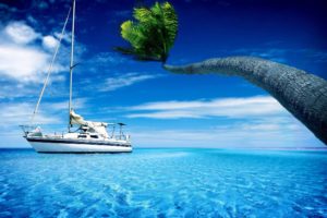ocean, Clouds, Landscapes, Palm, Sailing, Skyscapes, Sailing, Ships