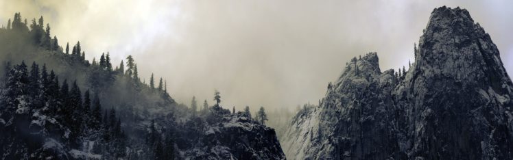 landscapes, Snow, Trees, California, Panorama, Snow, Landscapes, Yosemite, National, Park HD Wallpaper Desktop Background