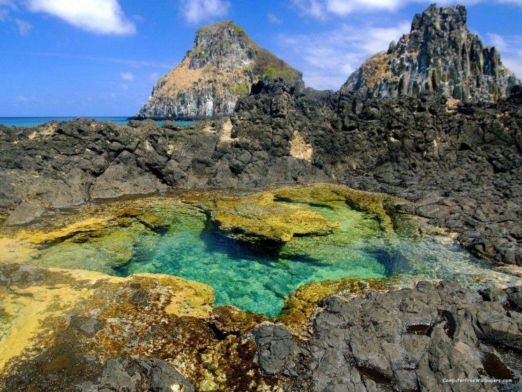 tide pool fernando de noronha national marine sanctuary pernambuco brazil HD Wallpaper Desktop Background