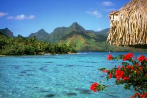 tranquil lagoon bora bora island french polynesia