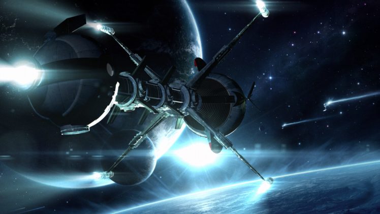 sci, Fi, Spacecraft, Spaceship, Planets, Stars, Art HD Wallpaper Desktop Background