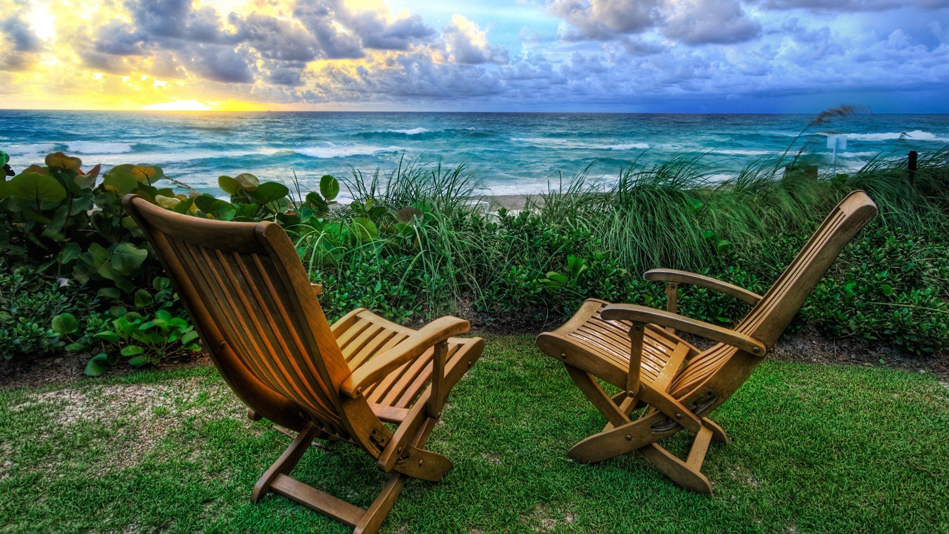chairs, Beaches Wallpaper