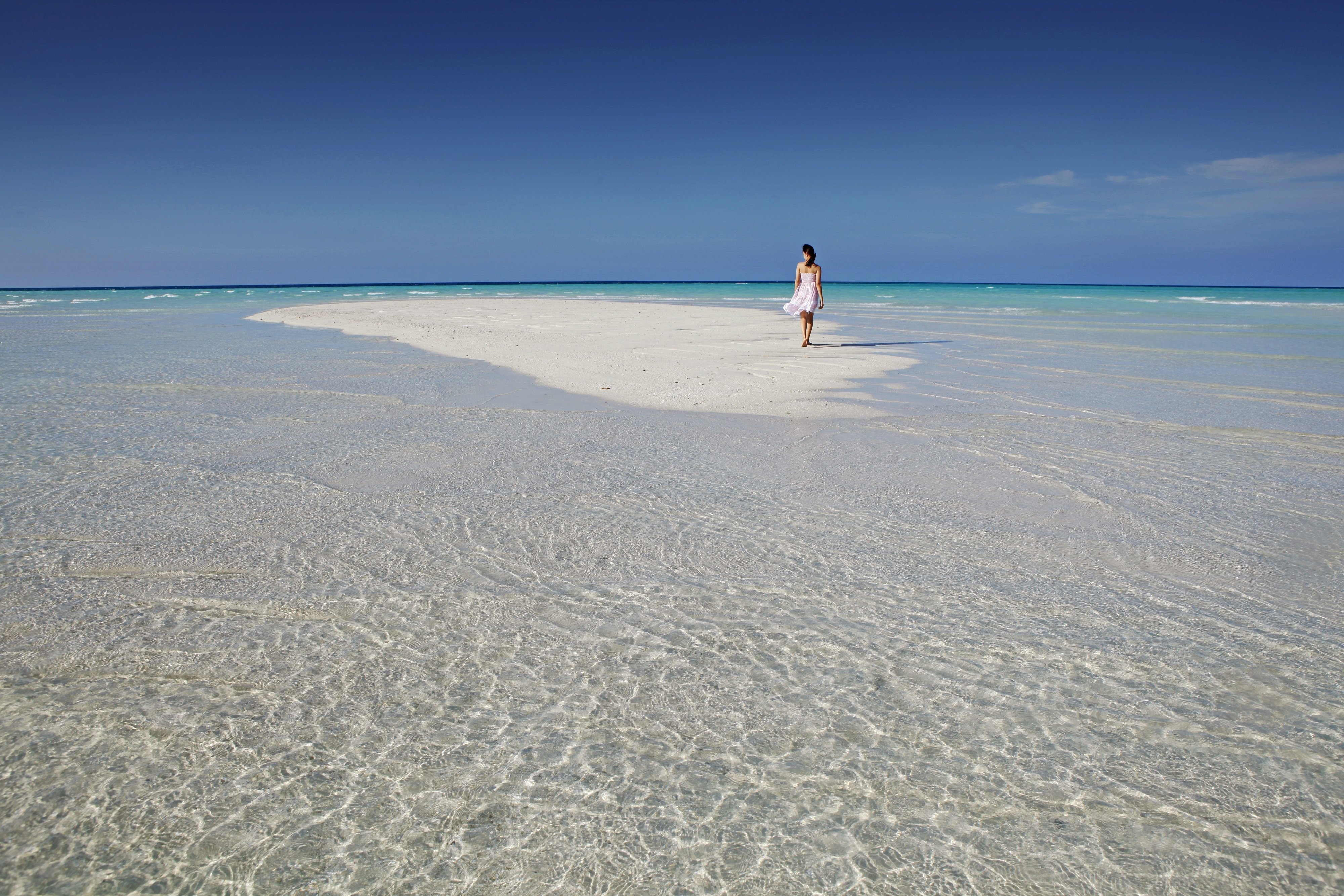 maldives, Ocean, Beach, Sand, Water, Clouds, Girl, Mood, Tropical Wallpaper