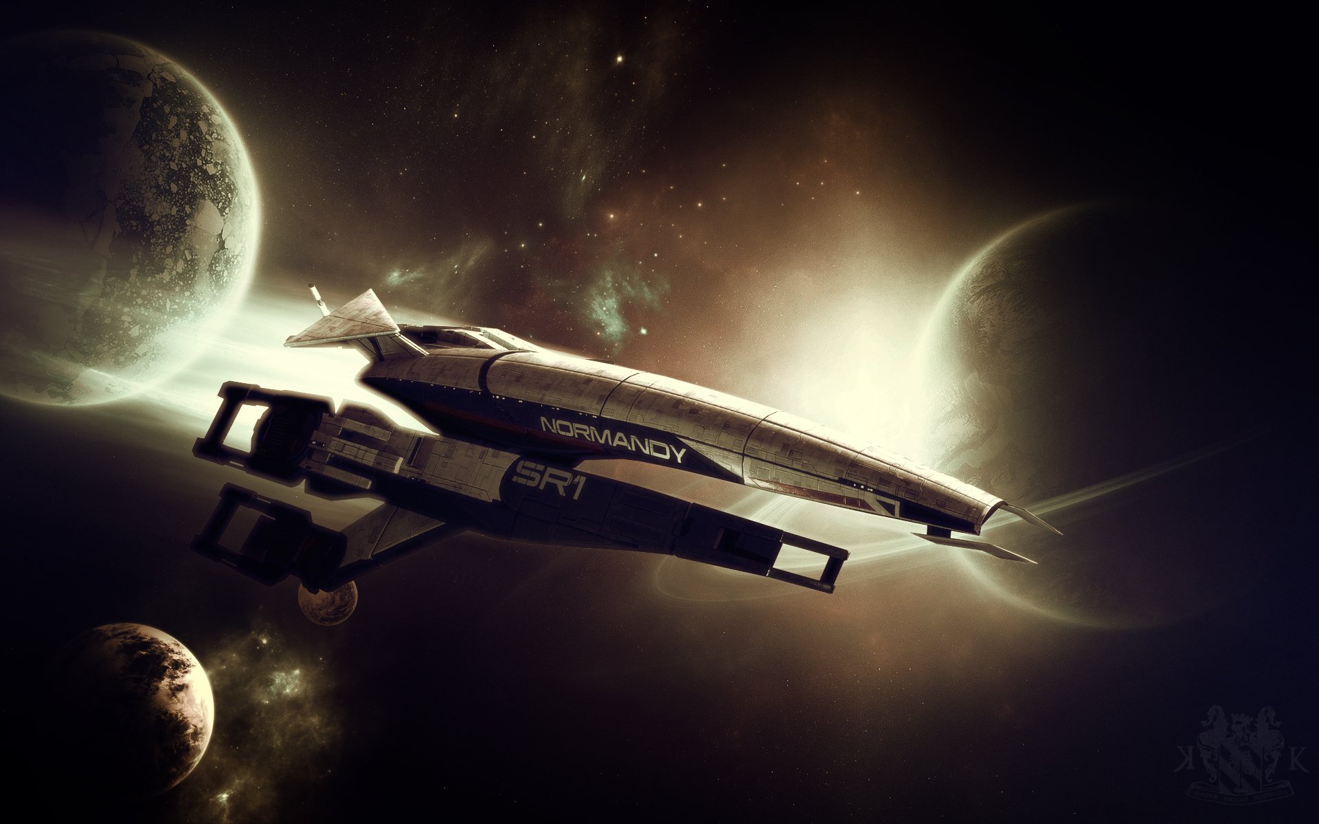 outer, Space, Normandy, Stars, Planets, Rings, Spaceships, Science, Fiction, Vehicles Wallpaper