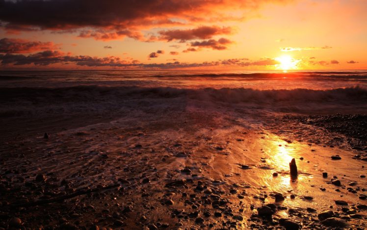 sunset, Landscapes, Nature, Beaches HD Wallpaper Desktop Background