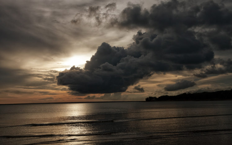 ocean, Sea, Sunset, Sunrise, Storm, Clouds, Reflection, Bay, Landscapes HD Wallpaper Desktop Background