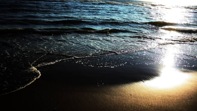 landscapes, Ocean, Sea, Sand, Waves, Reflection, Sunlight, Sunset, Sunrise HD Wallpaper Desktop Background