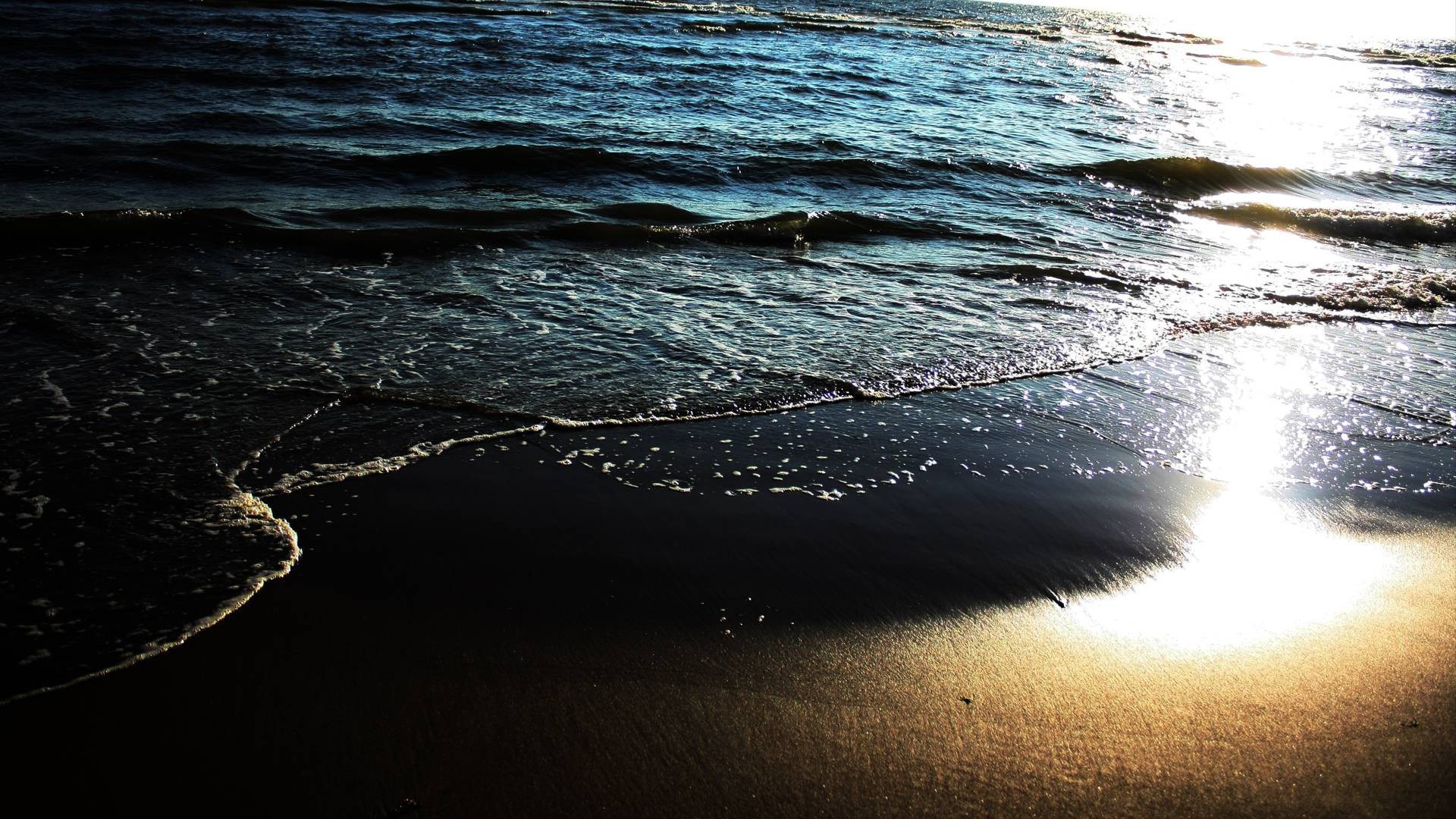 landscapes, Ocean, Sea, Sand, Waves, Reflection, Sunlight, Sunset, Sunrise Wallpaper