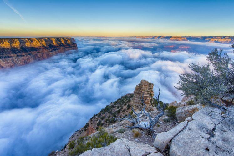 fog, Morning, Grand, Canyon, Arizona HD Wallpaper Desktop Background